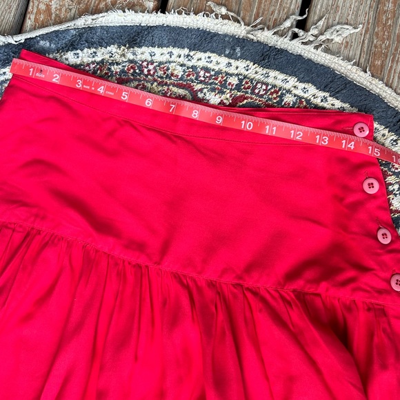 Vintage French Connection Hot Red Basque Waist Side Button down Midi Skirt - Picture 3 of 14